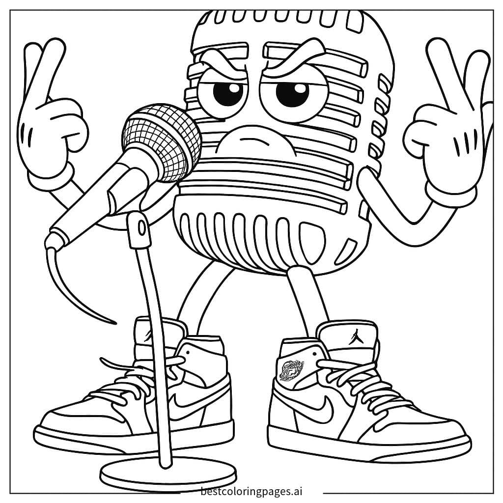 Disegni di Fantastico Microfono Rap da Colorare