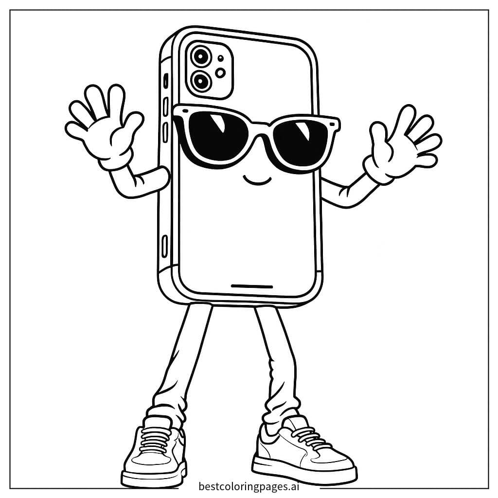 クールなスマホのバイブス のぬりえ