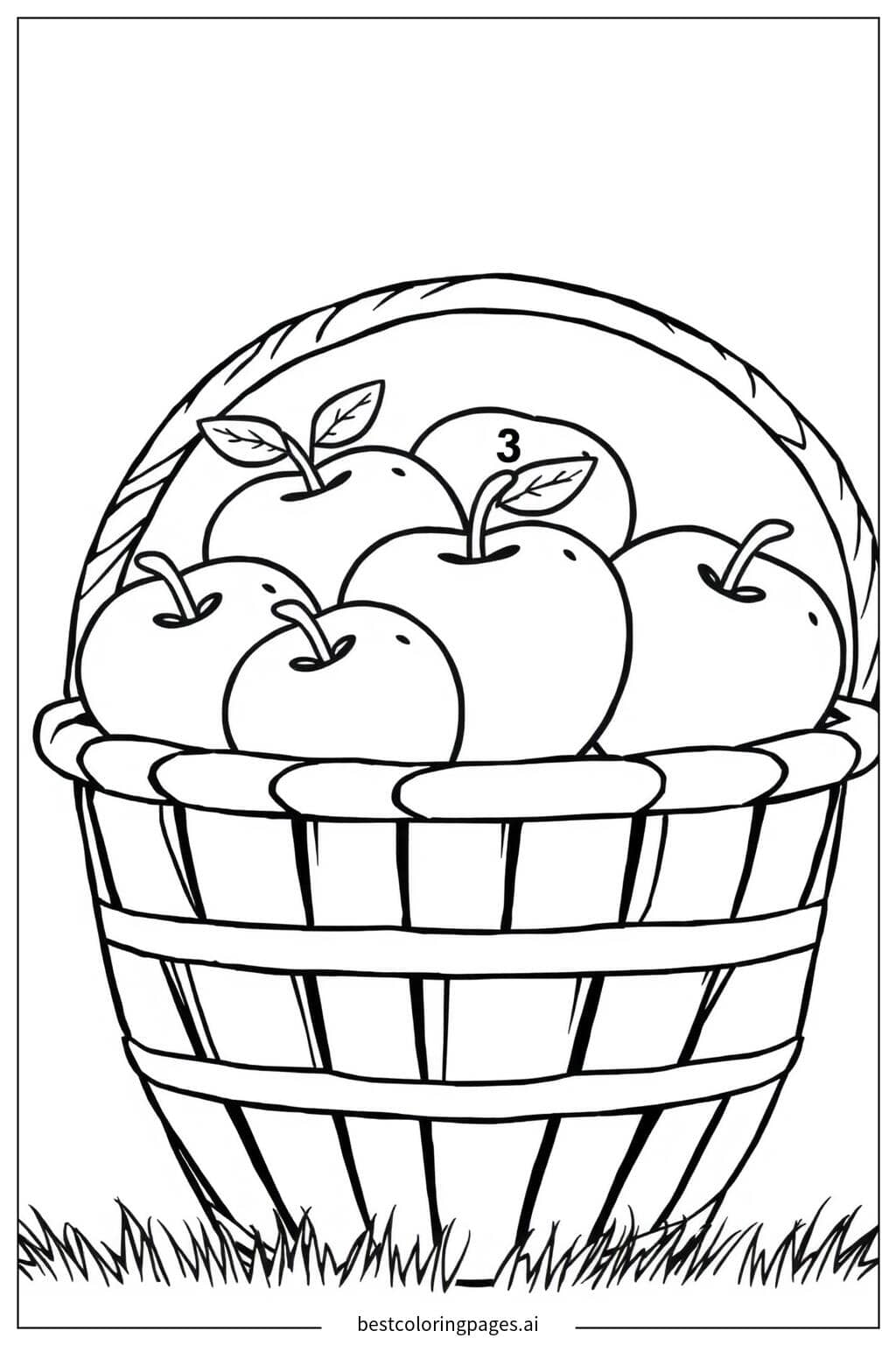 Counting Apples in a Basket Coloring Page