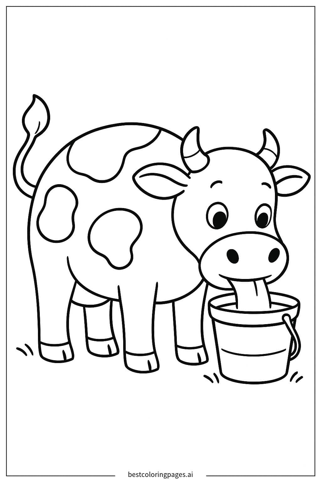 Desenhos de Vaca bebendo água de um balde para Colorir