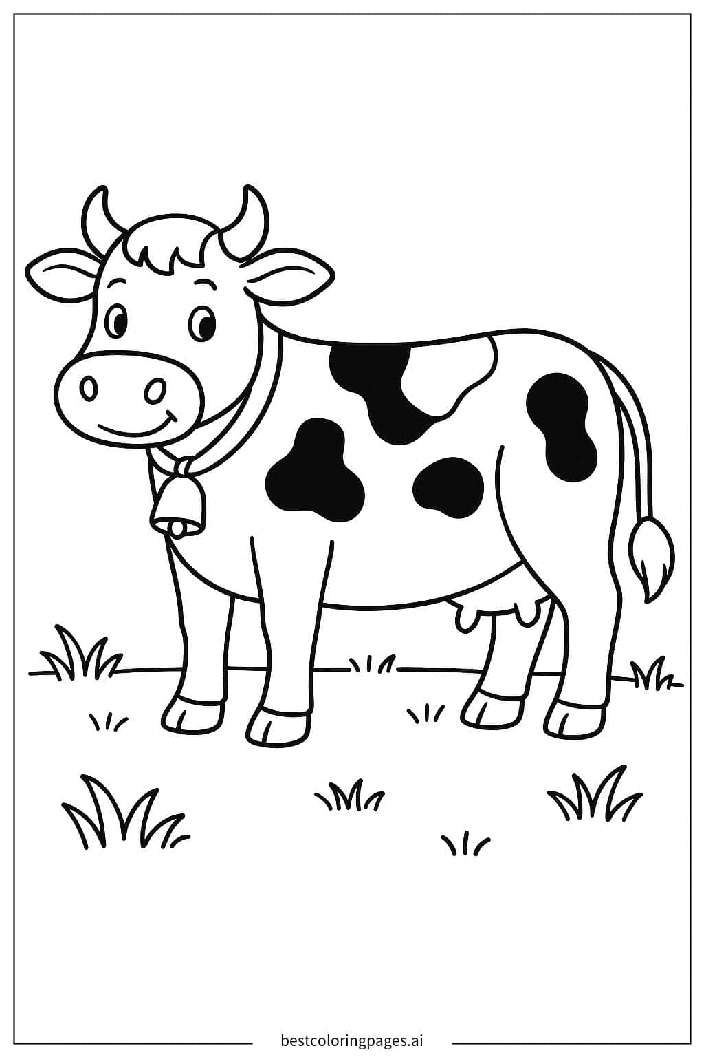 Desenhos de Vaca pastando em um campo para Colorir