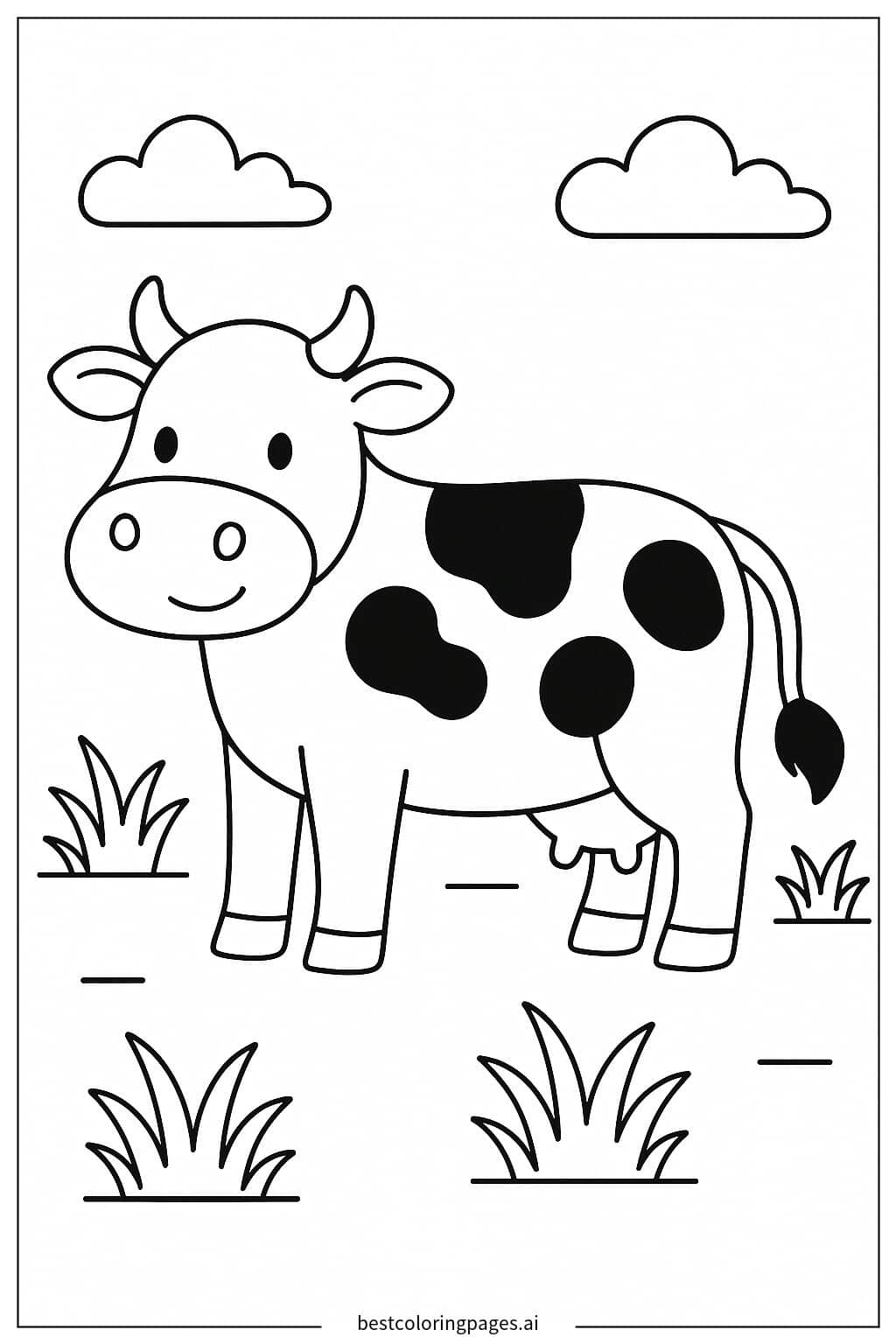 Desenhos de Vaca em Pé no Campo para Colorir