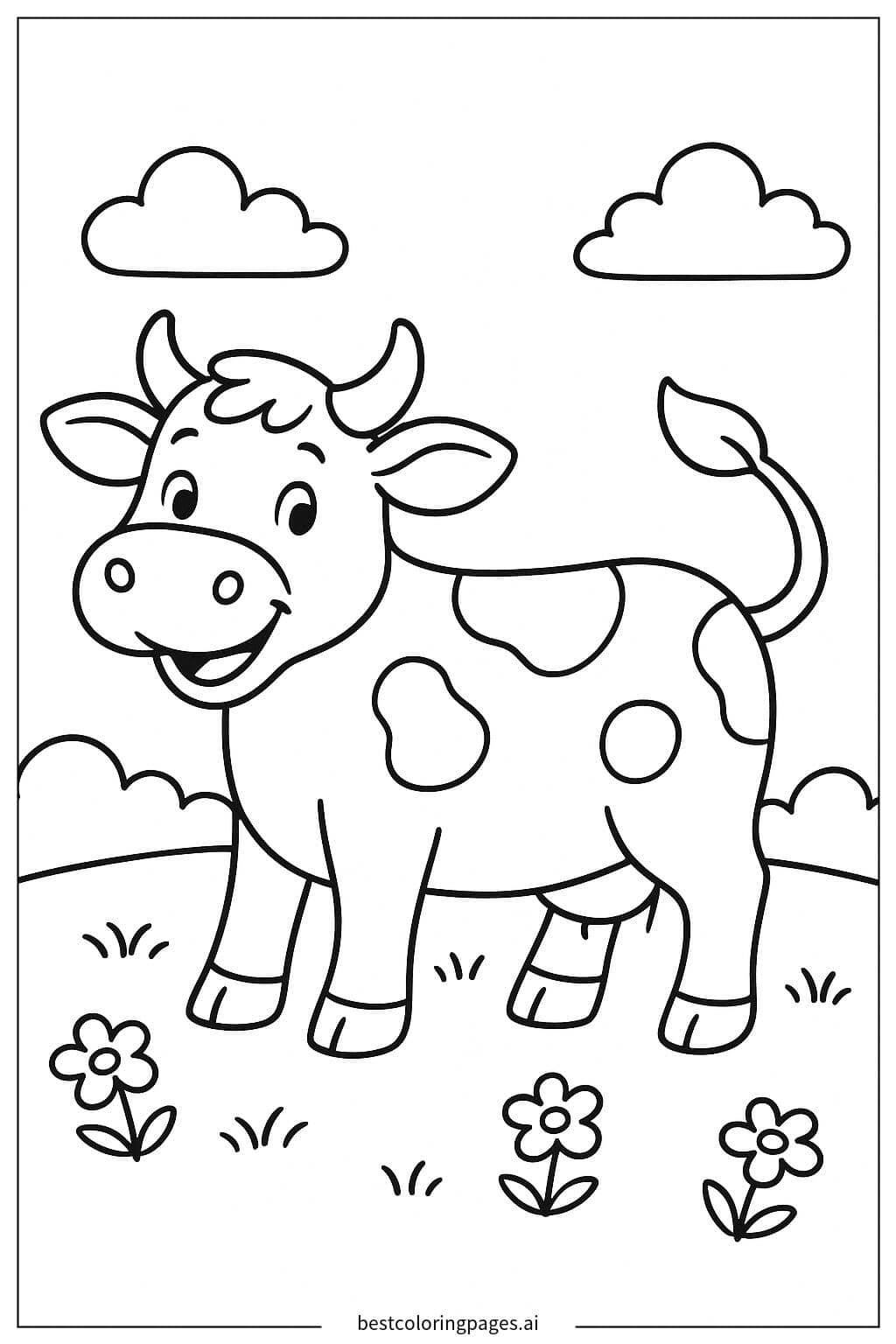 Desenhos de Vaquinha balançando o rabo para Colorir