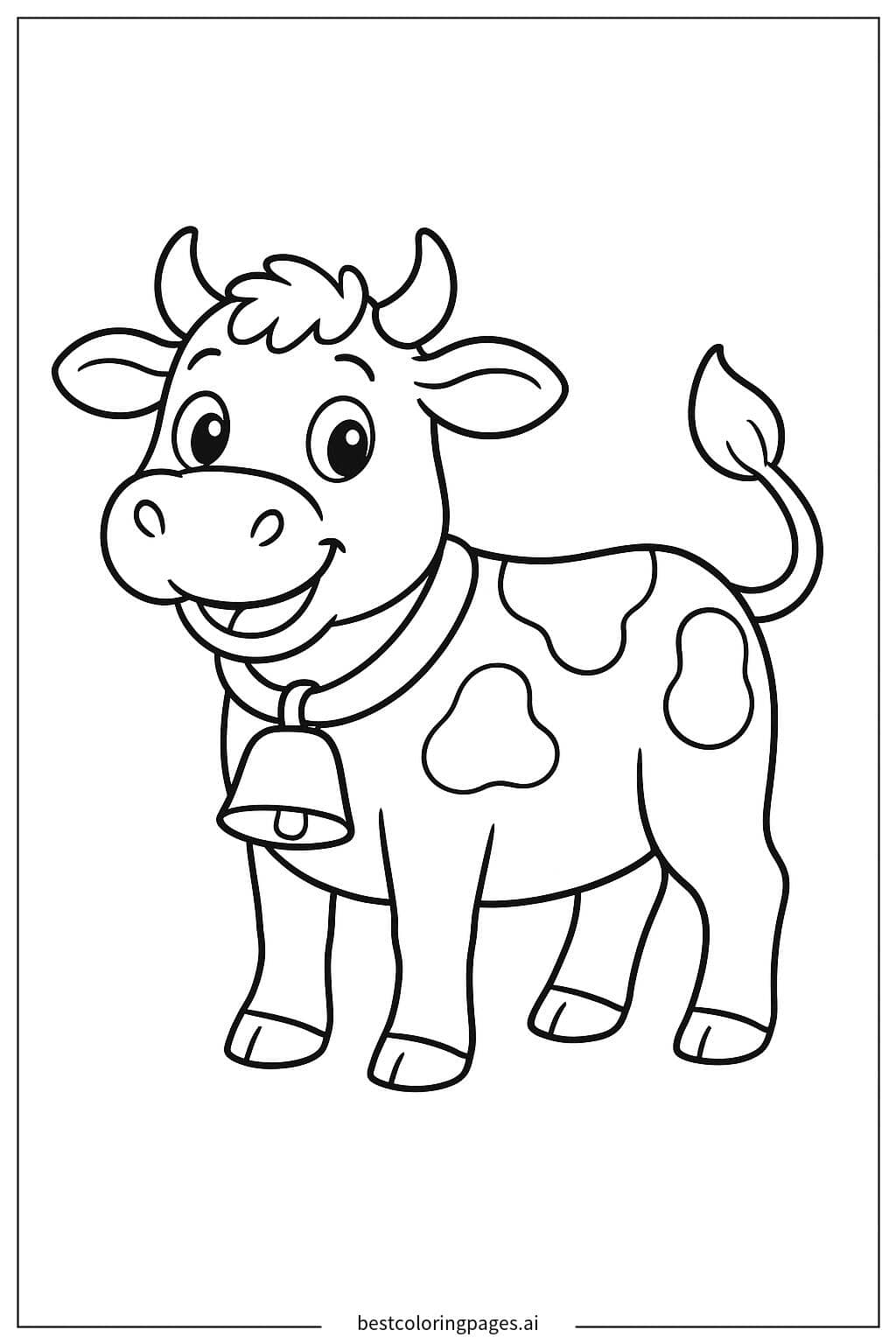 Desenhos de Vaca com um sino ao redor do pescoço para Colorir