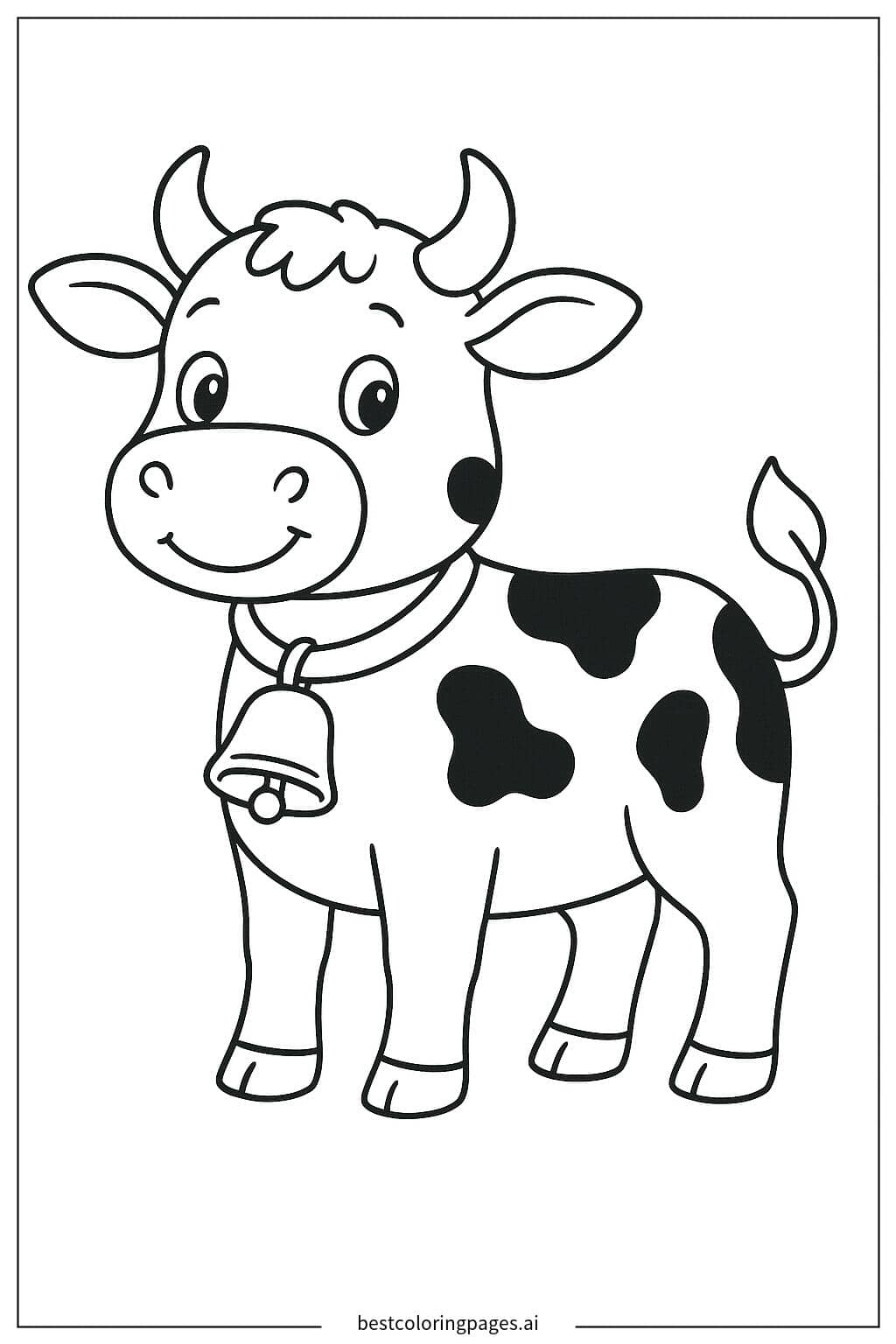 Cow with a Bell Around Its Neck Coloring Page