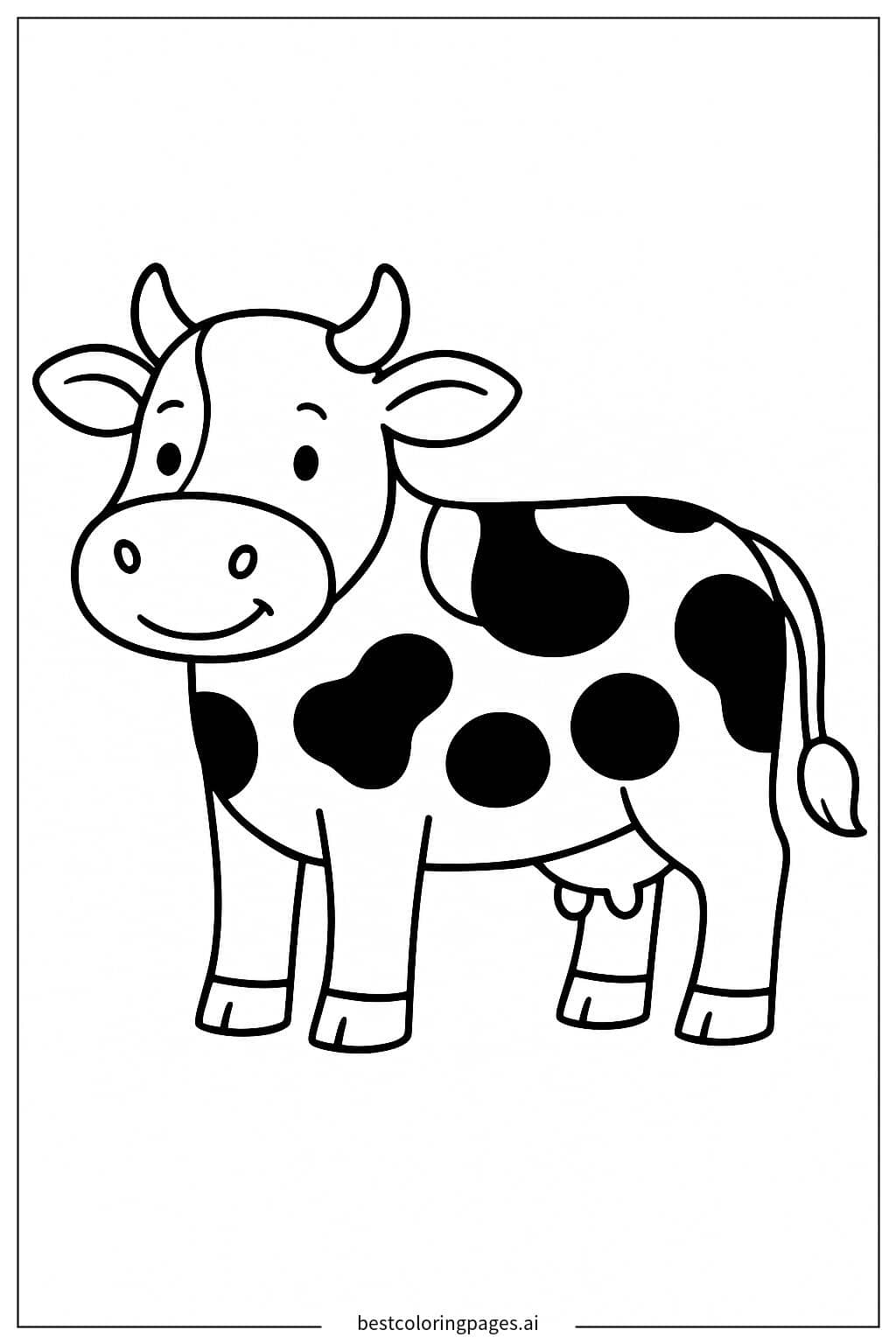 Adorable Cow with Spots Coloring Page