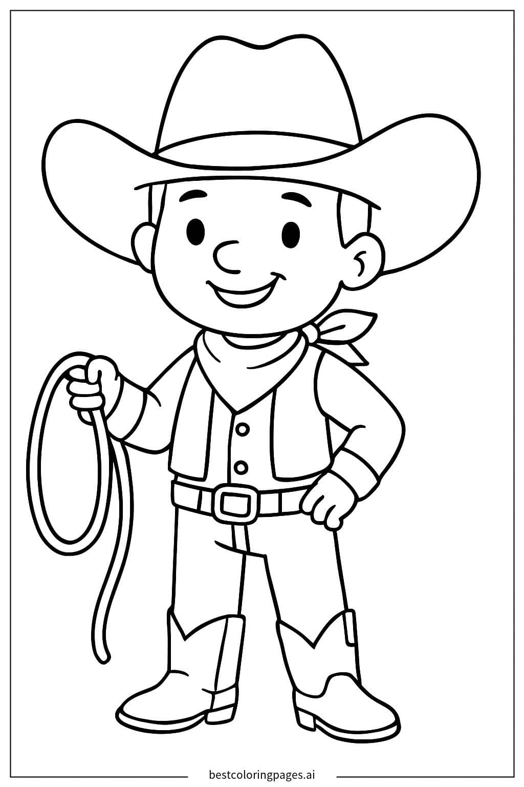 Charming Cowboy Adventure Coloring Page