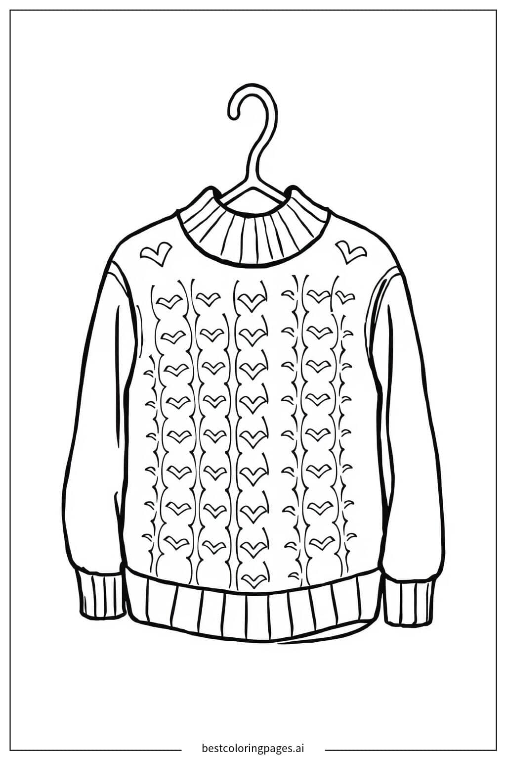 ภาพระบายสี เสื้อกันหนาวแสนอบอุ่นแขวน