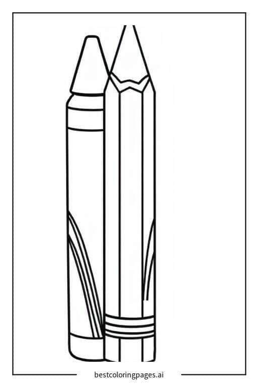 Desenhos de Giz de cera Crayola ao lado de um lápis para Colorir