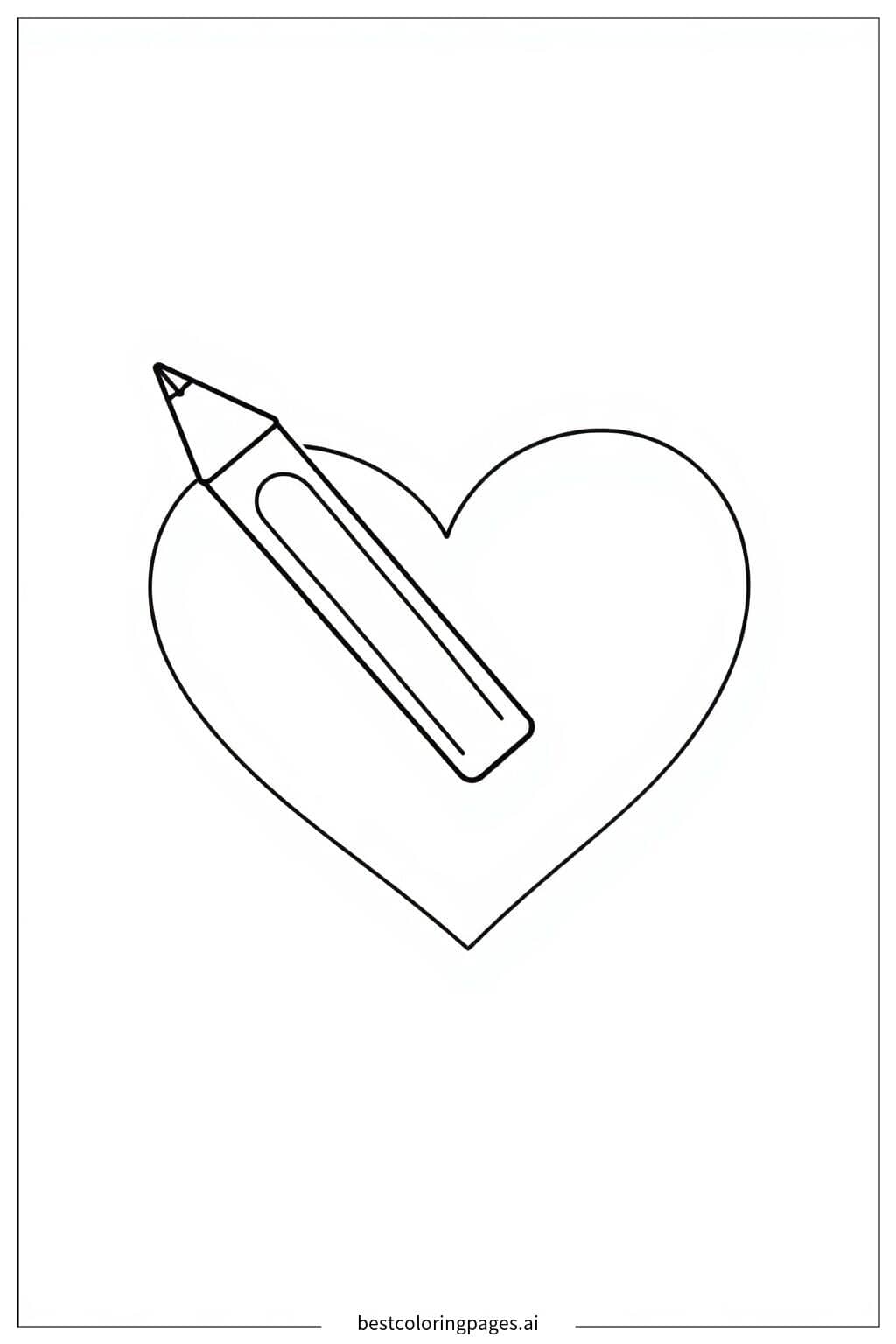 Dibujos de Lápiz Crayola dibujando un corazón para Colorear