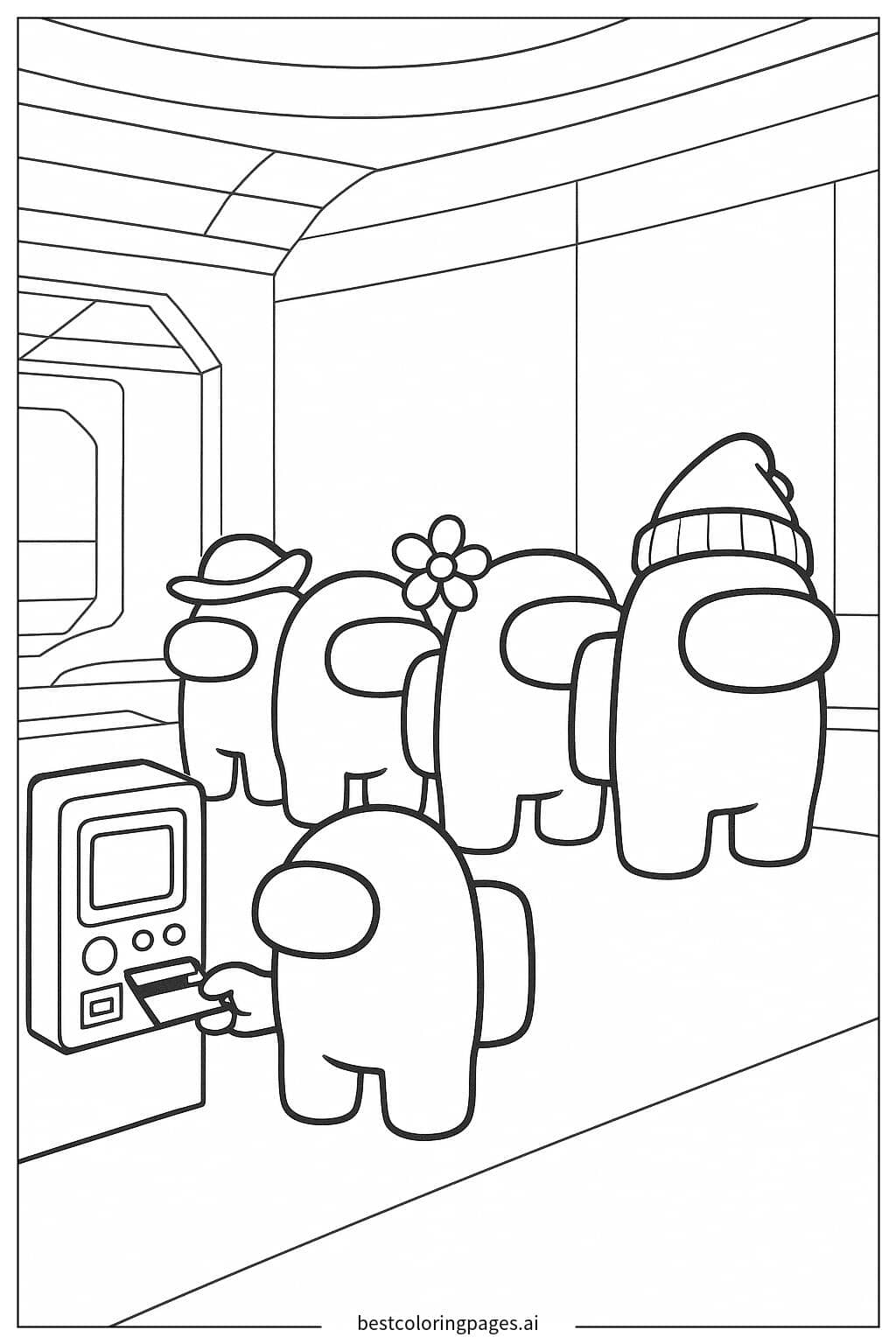 Crewmate Swiping Card Adventure Coloring Page