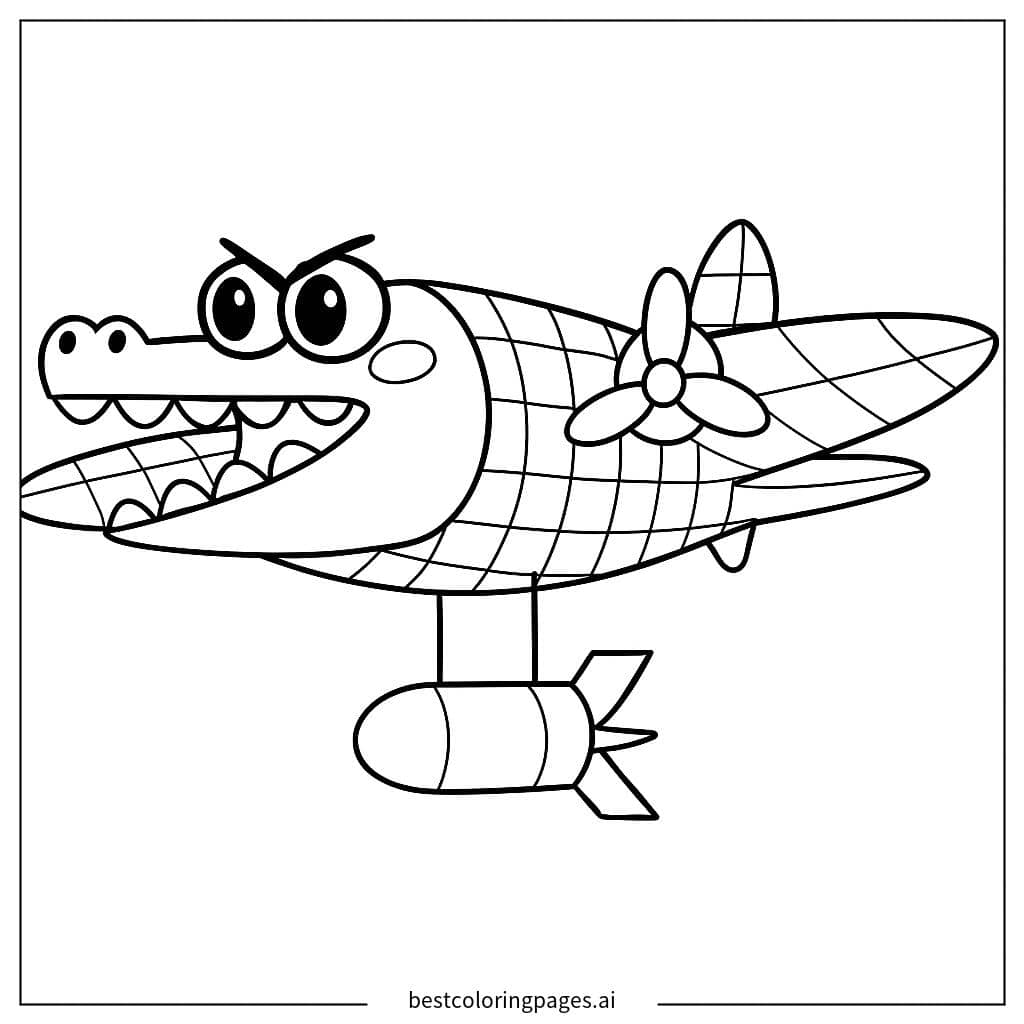 Disegni di Coccodrillo Aereo Cartone Animato da Colorare