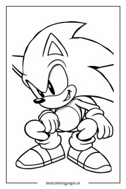 Crouching Sonic Coloring Page