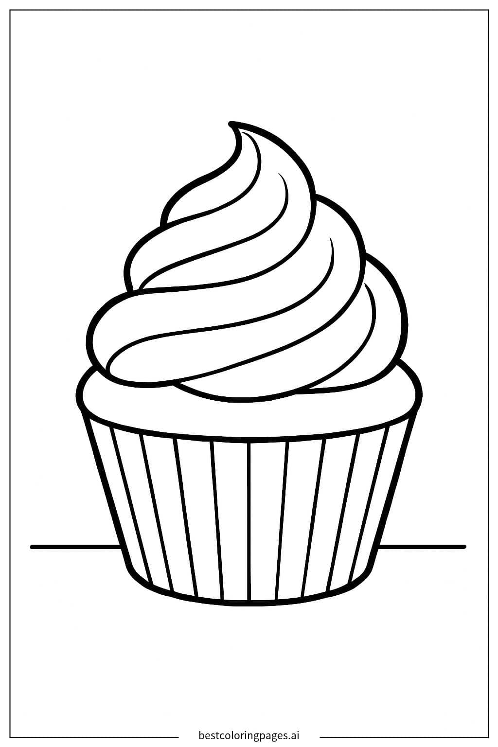 Cupcake in a Wrapper Coloring Page