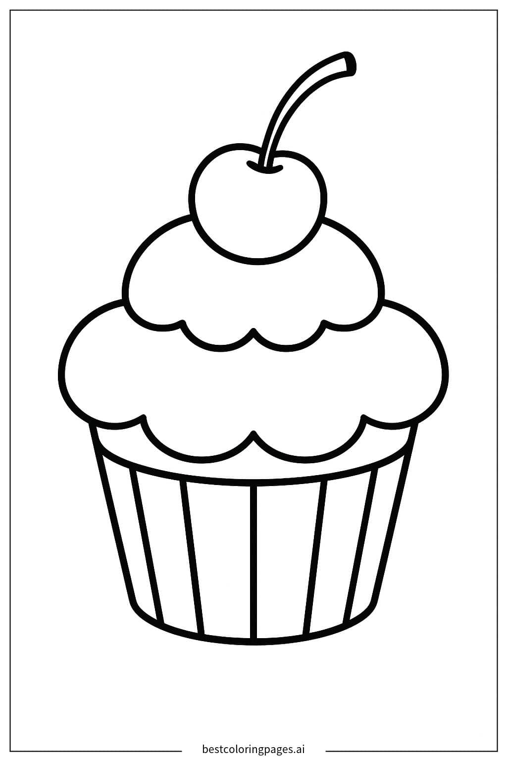 Coloriage Cupcake avec une cerise sur le dessus