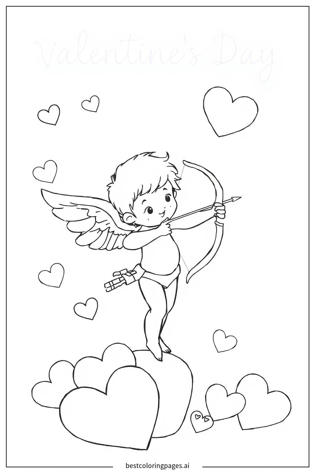 Desenhos de Cupido Segurando um Arco para Colorir