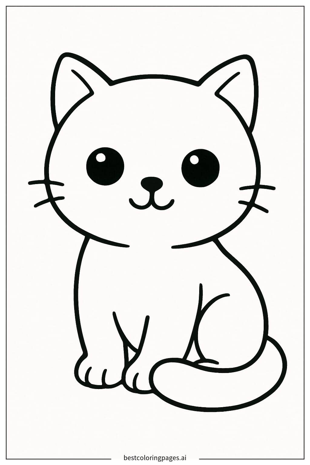 Niedliche schwarze Katze sitzt Ausmalbilder
