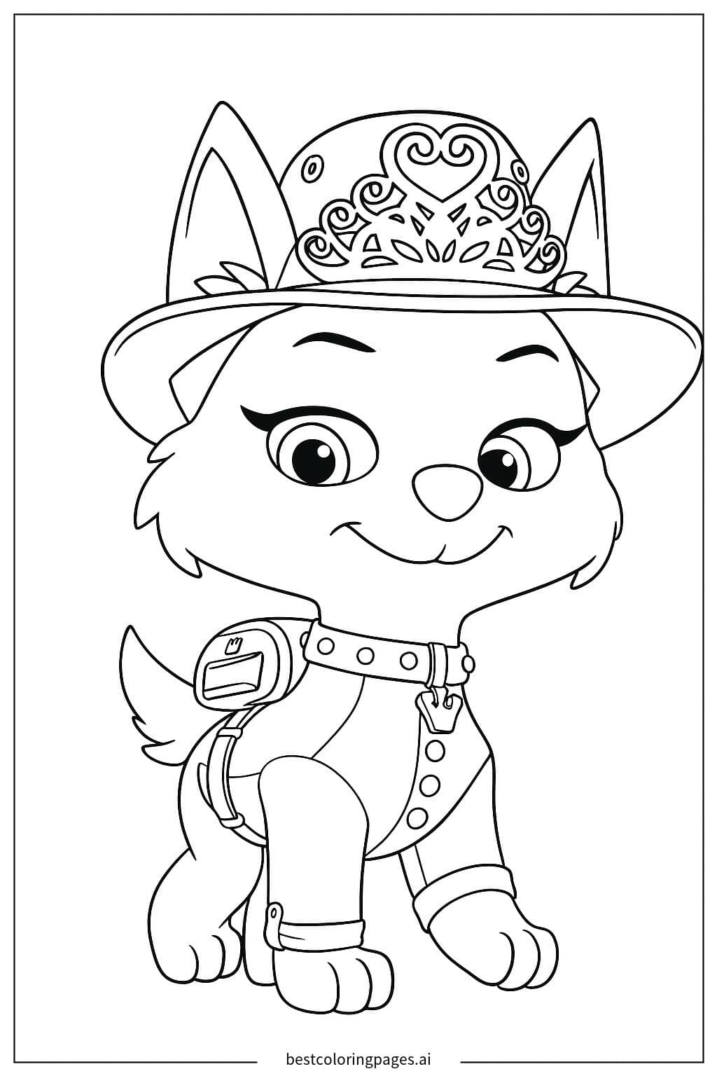 Coloriage Adorable chien avec un chapeau