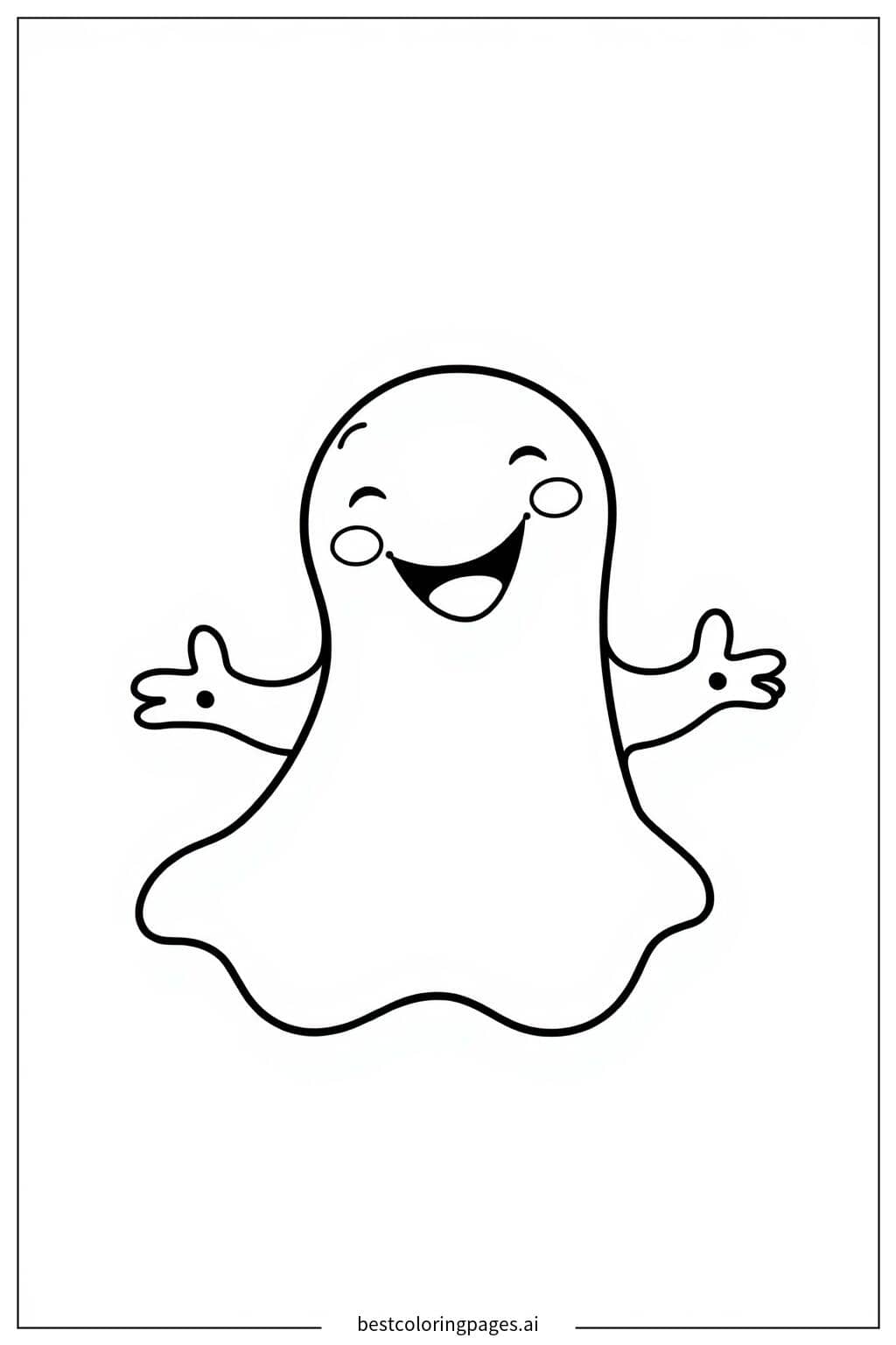 Adorable Ghost Floating in the Air Coloring Page