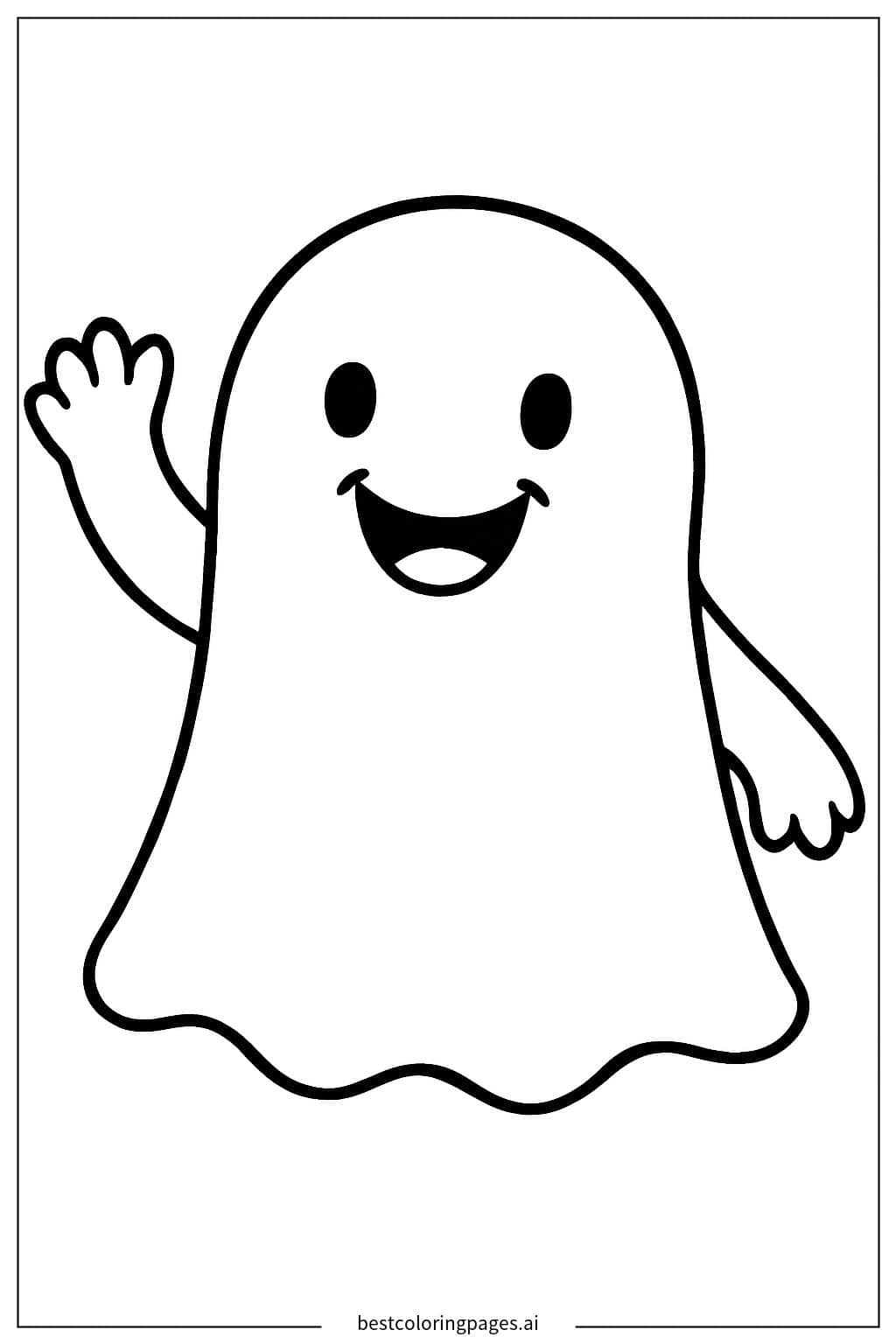 Desenhos de Fantasma Fofo Acenando para Colorir