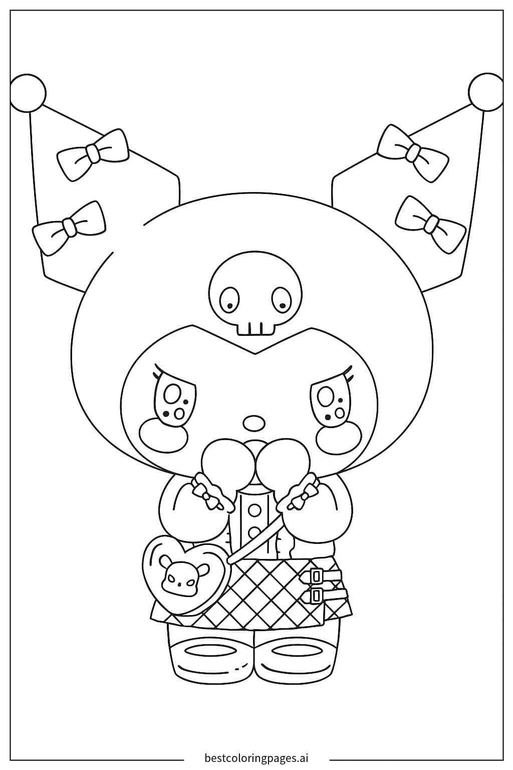 Tranh tô màu Nhân vật Kuromi dễ thương