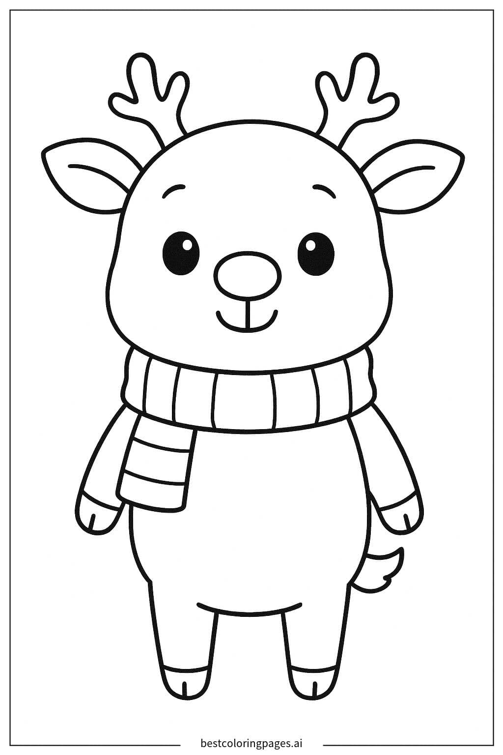 Desenhos de Rena Fofa de Pé para Colorir