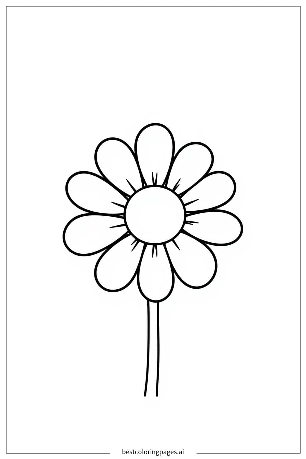 Daisy with Simple Petals Coloring Page