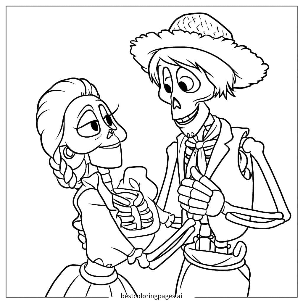 Dancing Skeletons Coloring Page