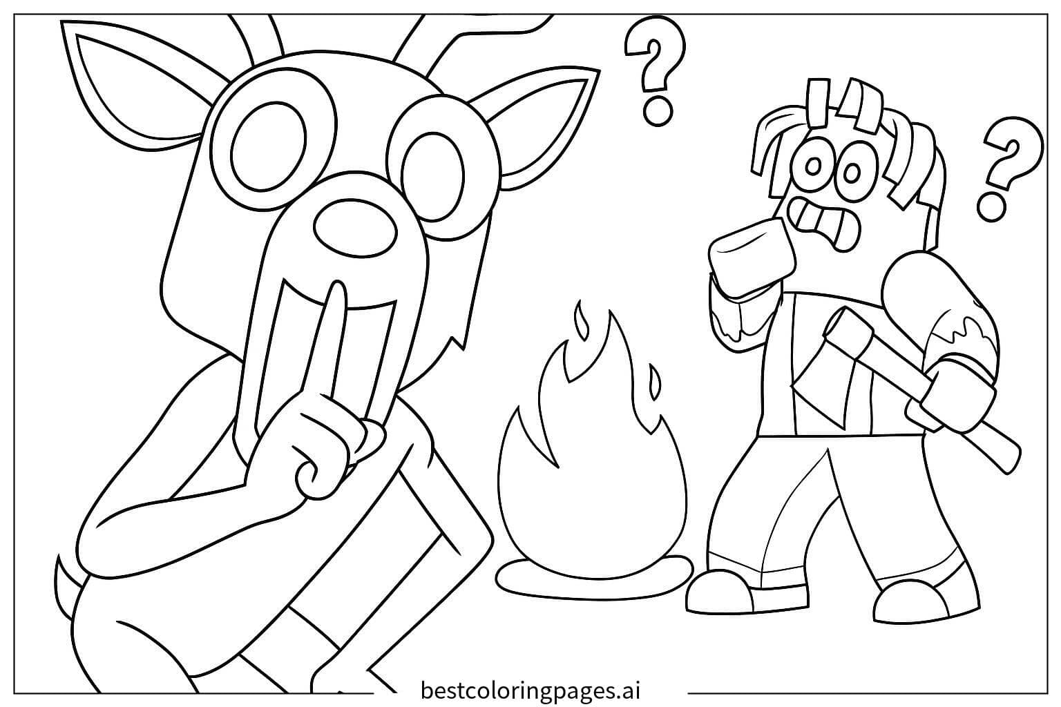 Desenhos de Cervo e campista para Colorir