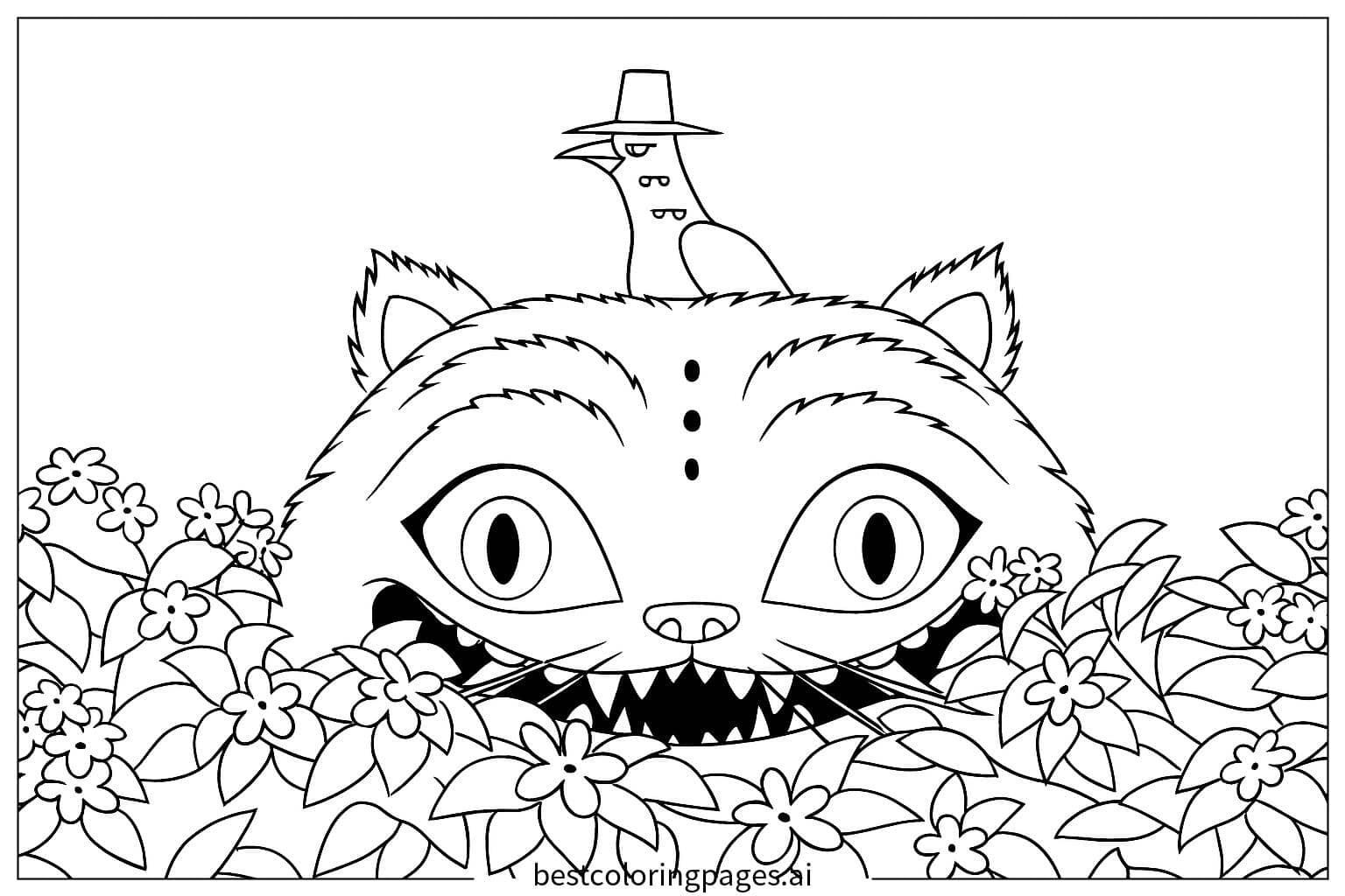 Dibujos de Gato Demonio Oculto para Colorear