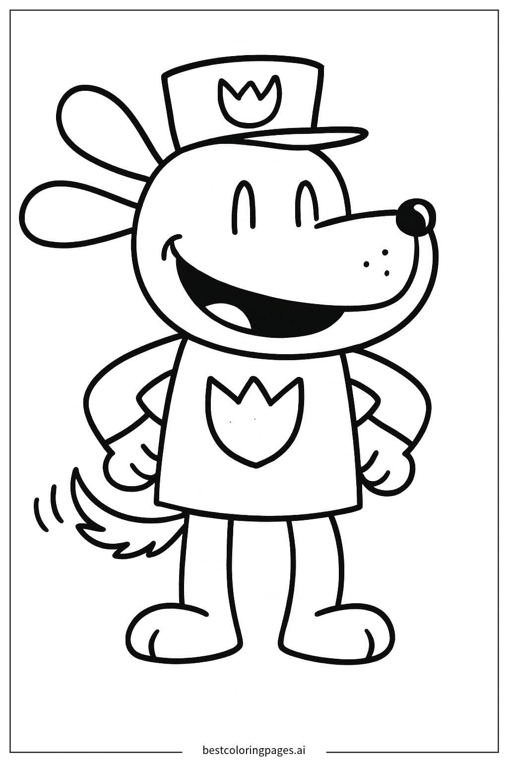 Dog Man Smiling with a Wagging Tail Coloring Page