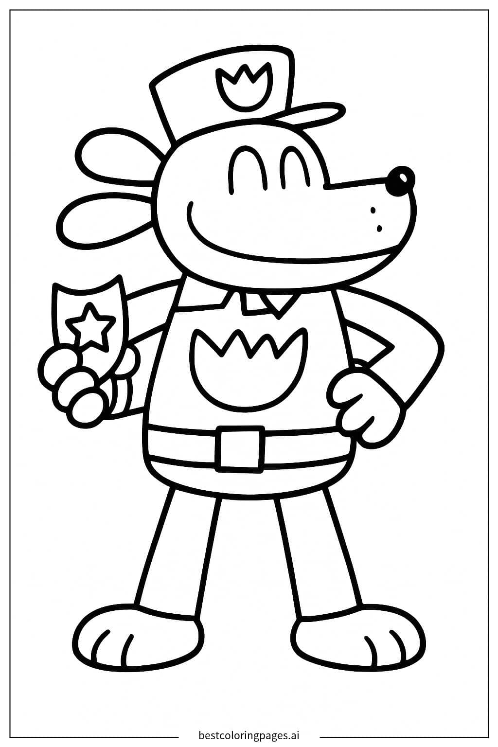 Dog Man Standing Heroically Coloring Page