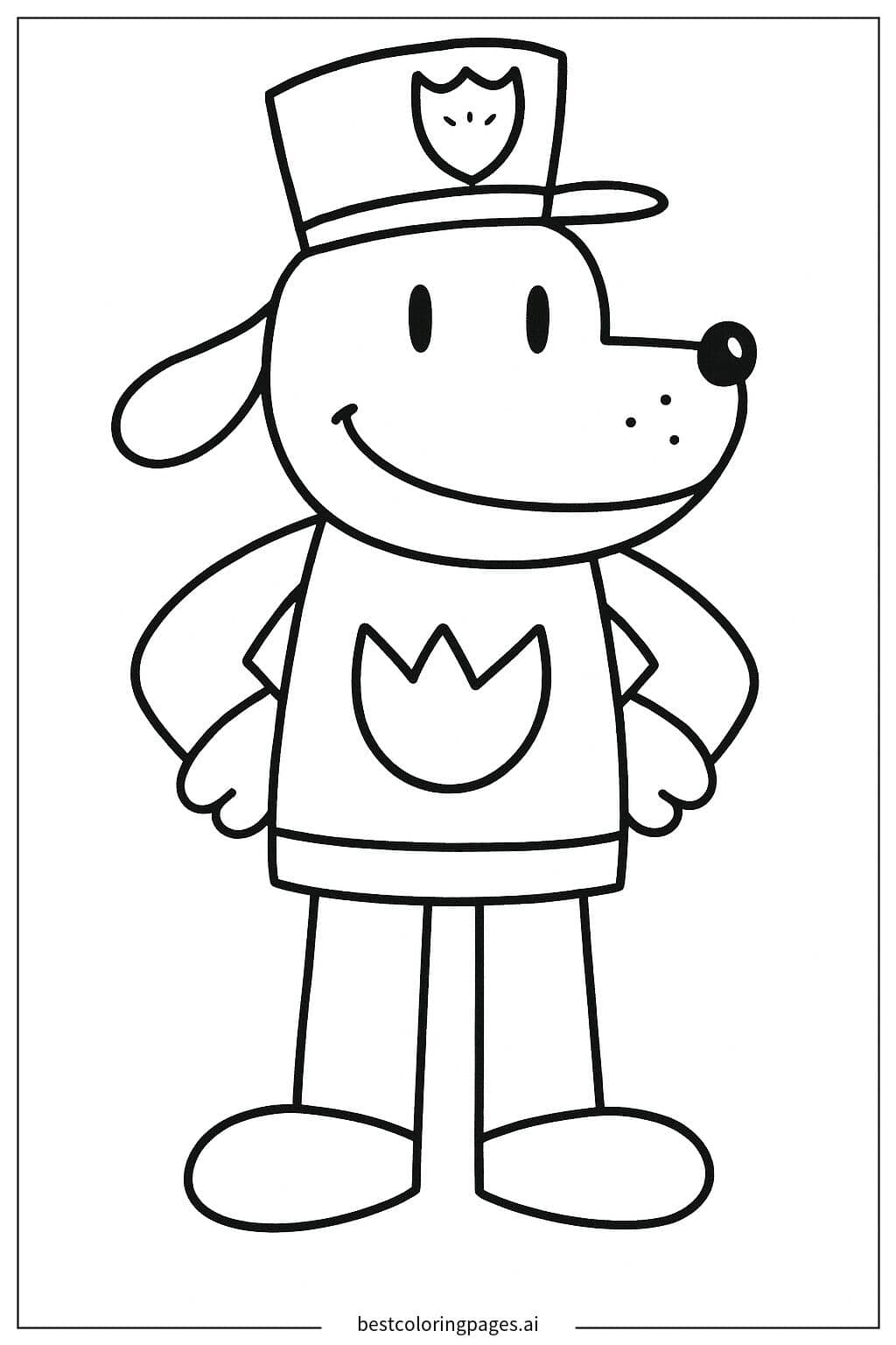 Dog Man Wearing a Police Hat Coloring Page