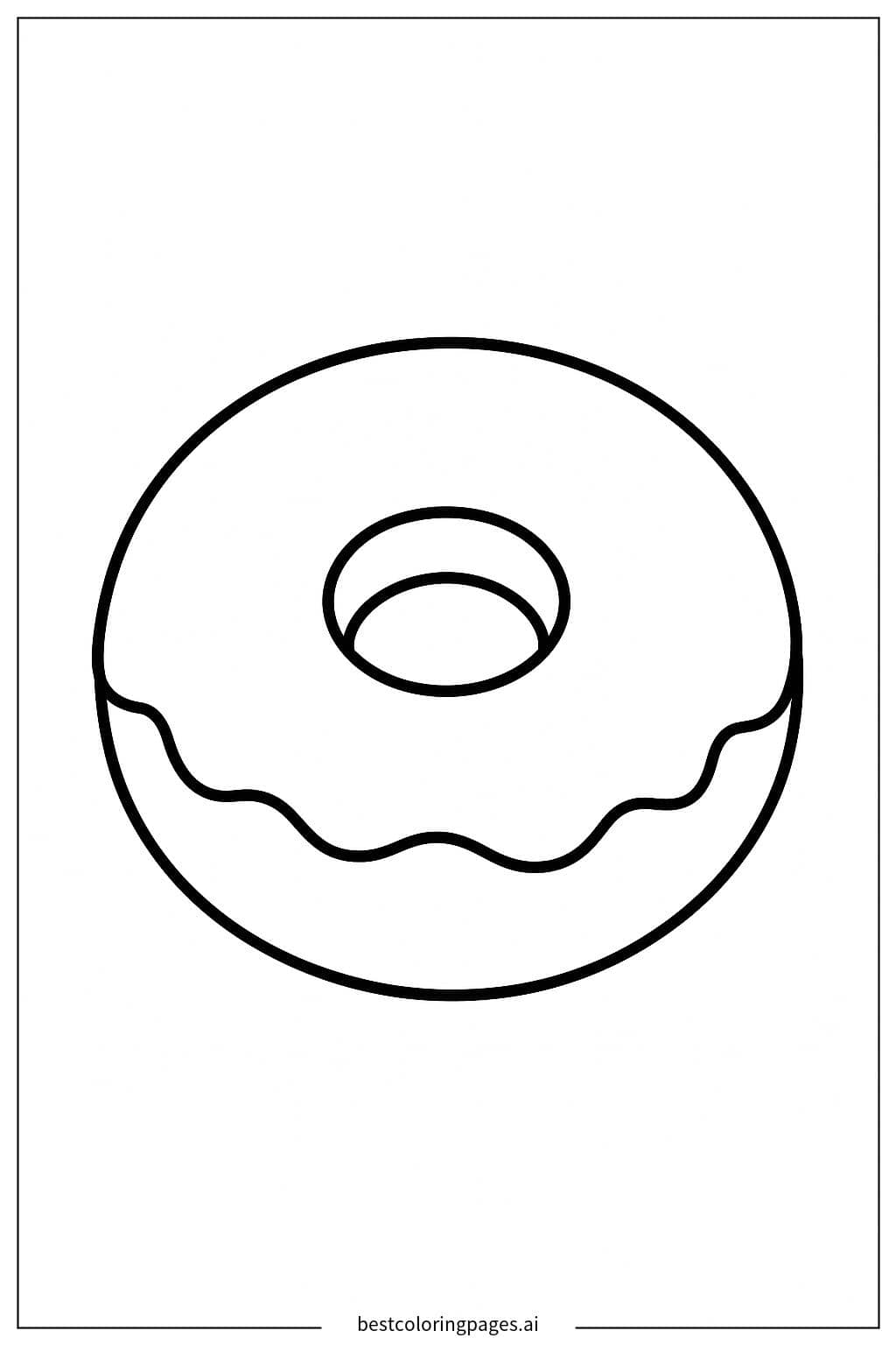Donut with Chocolate Glaze Coloring Page