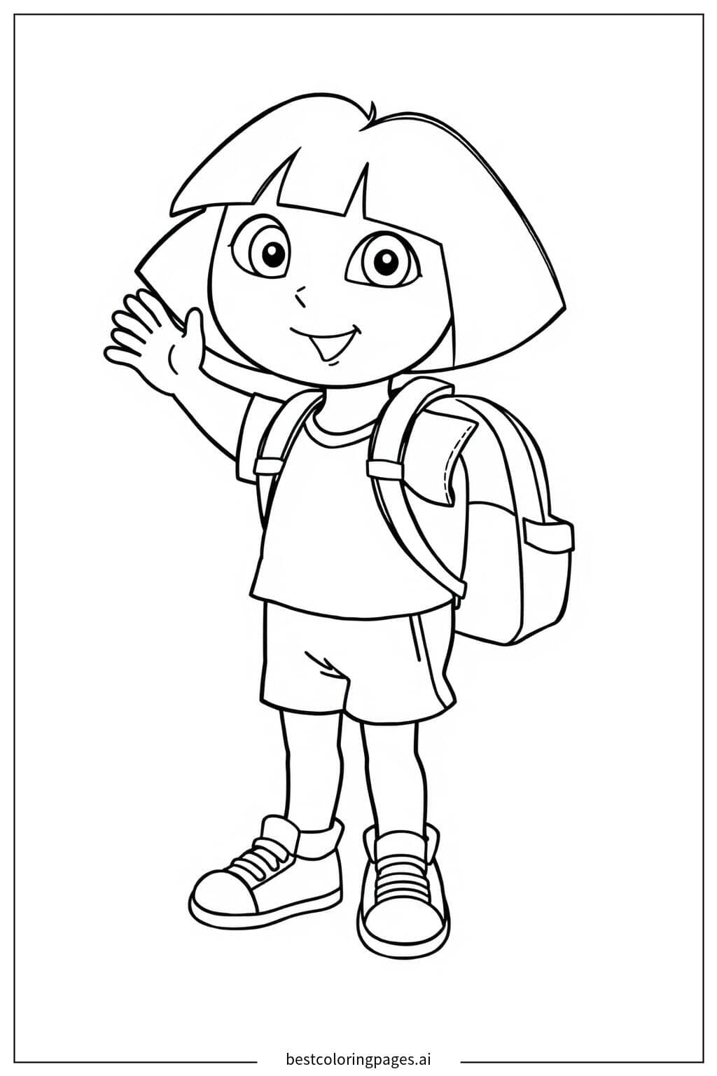 Dora with her Backpack Coloring Page