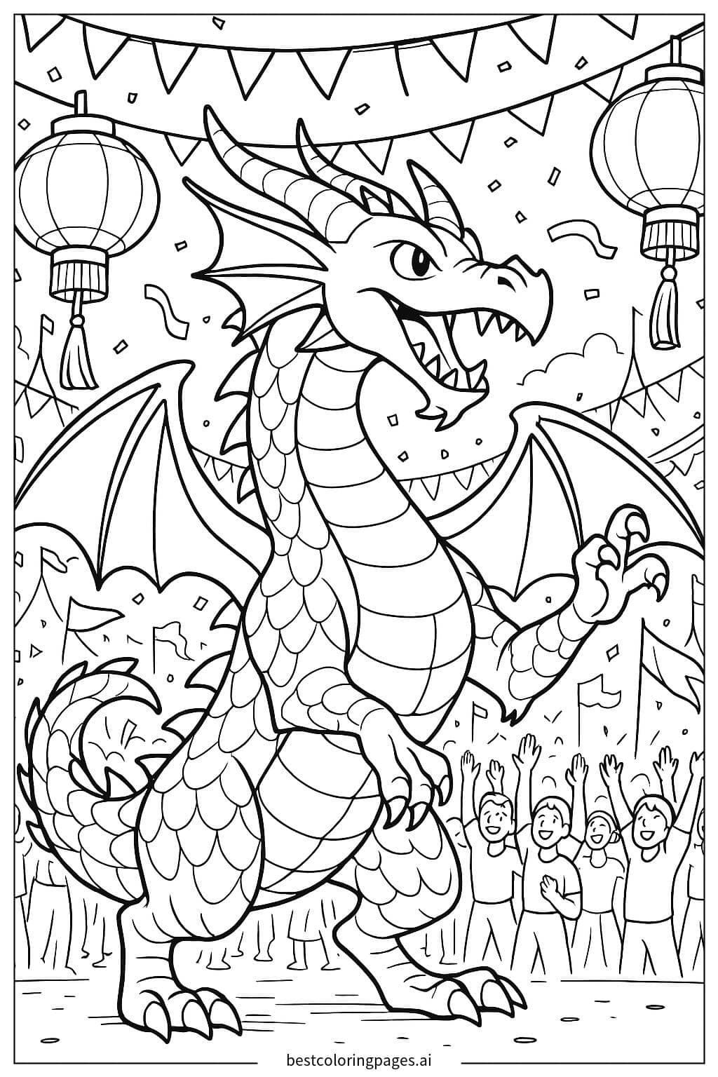 Coloriage Parade du Festival des Dragons