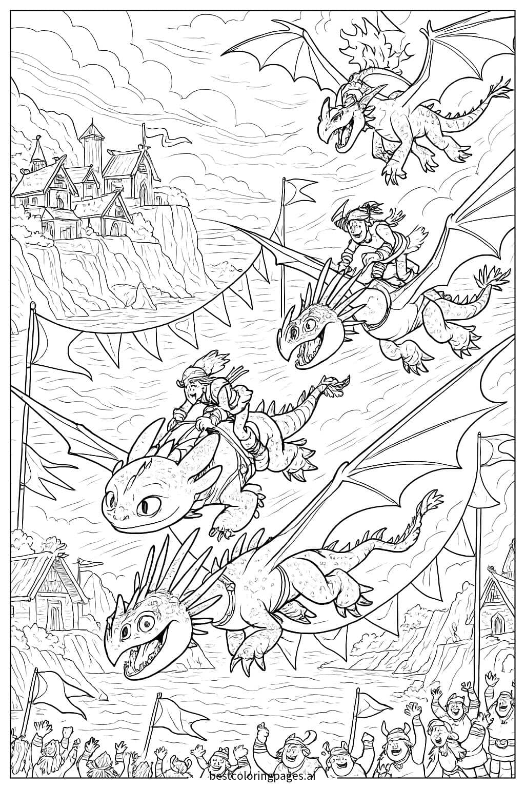 Dragon Race in Berk Coloring Page