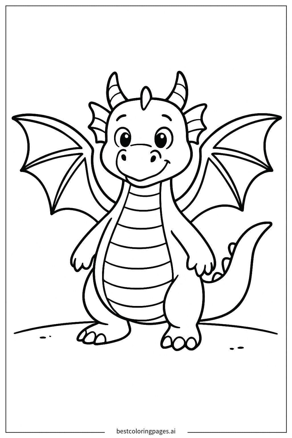 Coloriage Dragon déployant ses ailes