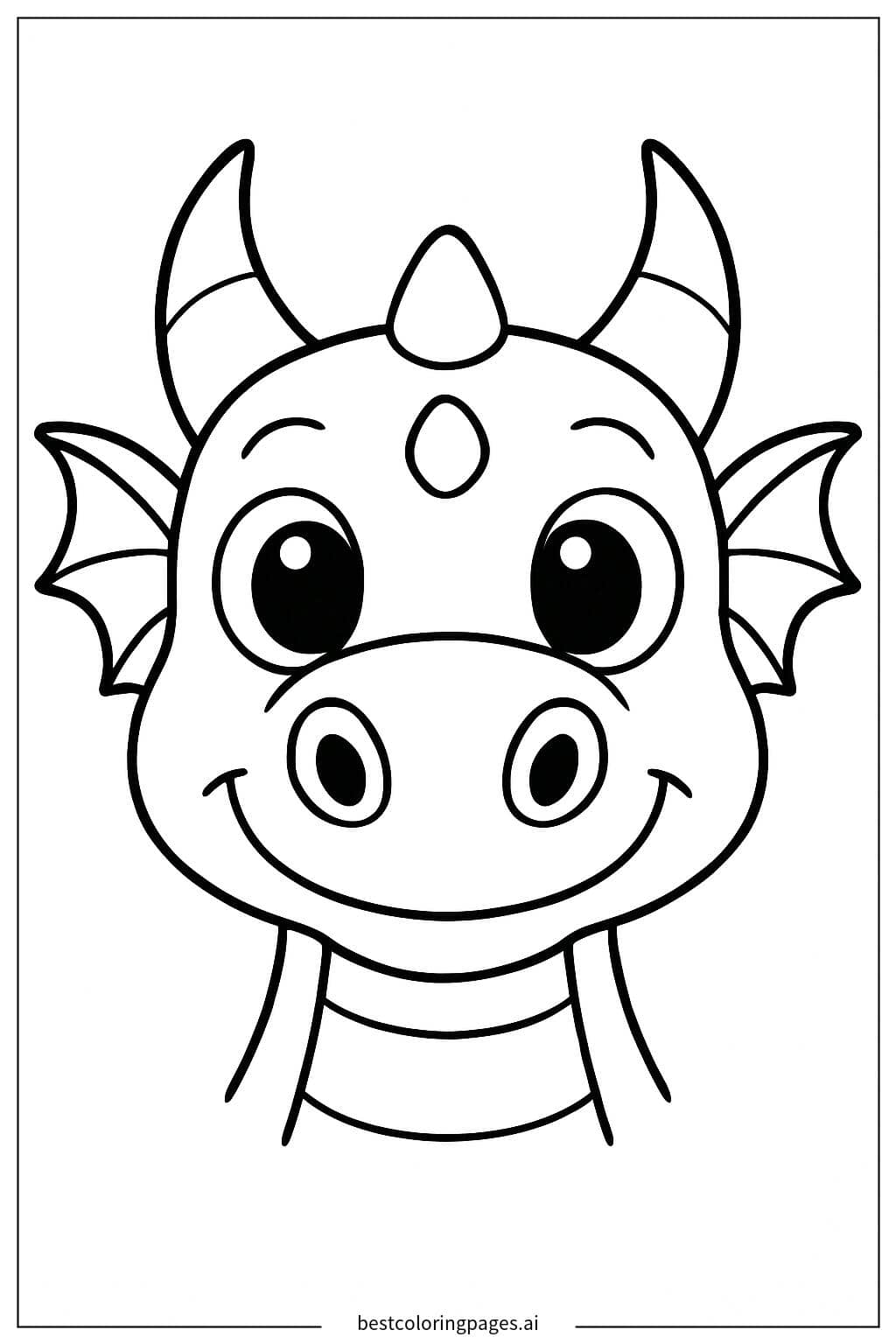 Coloriage Gros plan sur le visage du dragon