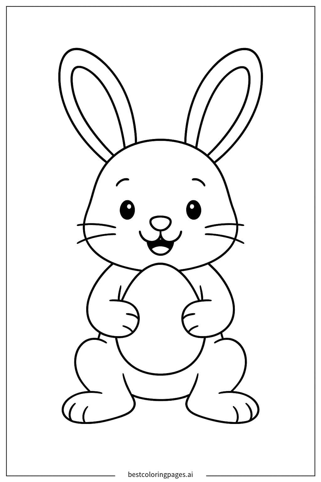 Joyful Easter Bunny with Egg Coloring Page