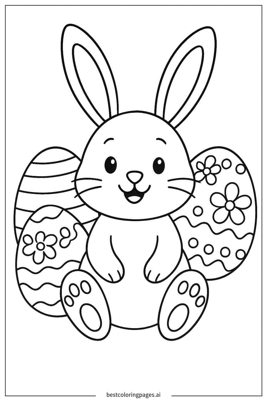 Easter Bunny Sitting Coloring Page