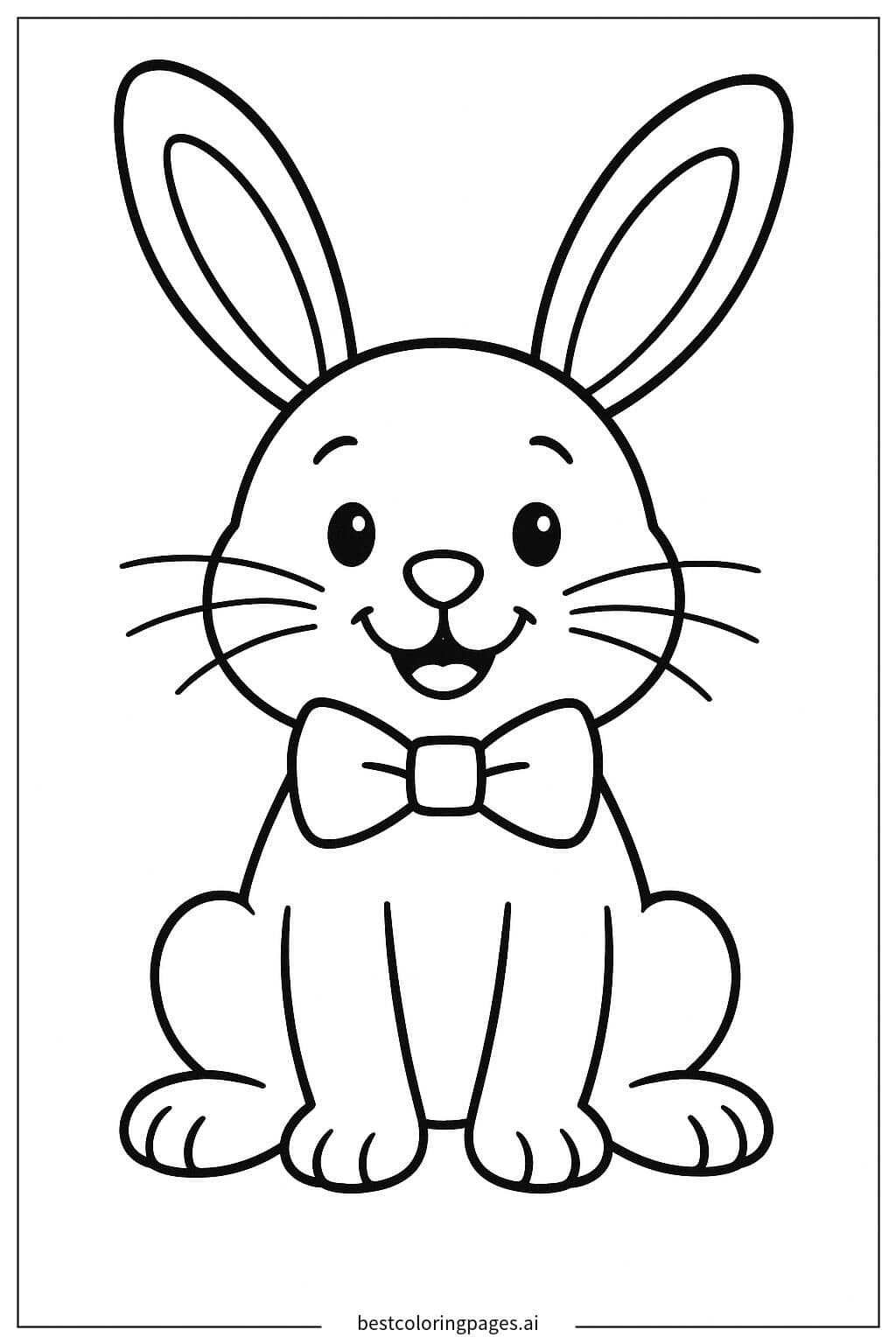 Easter Bunny with Bow Tie Coloring Page