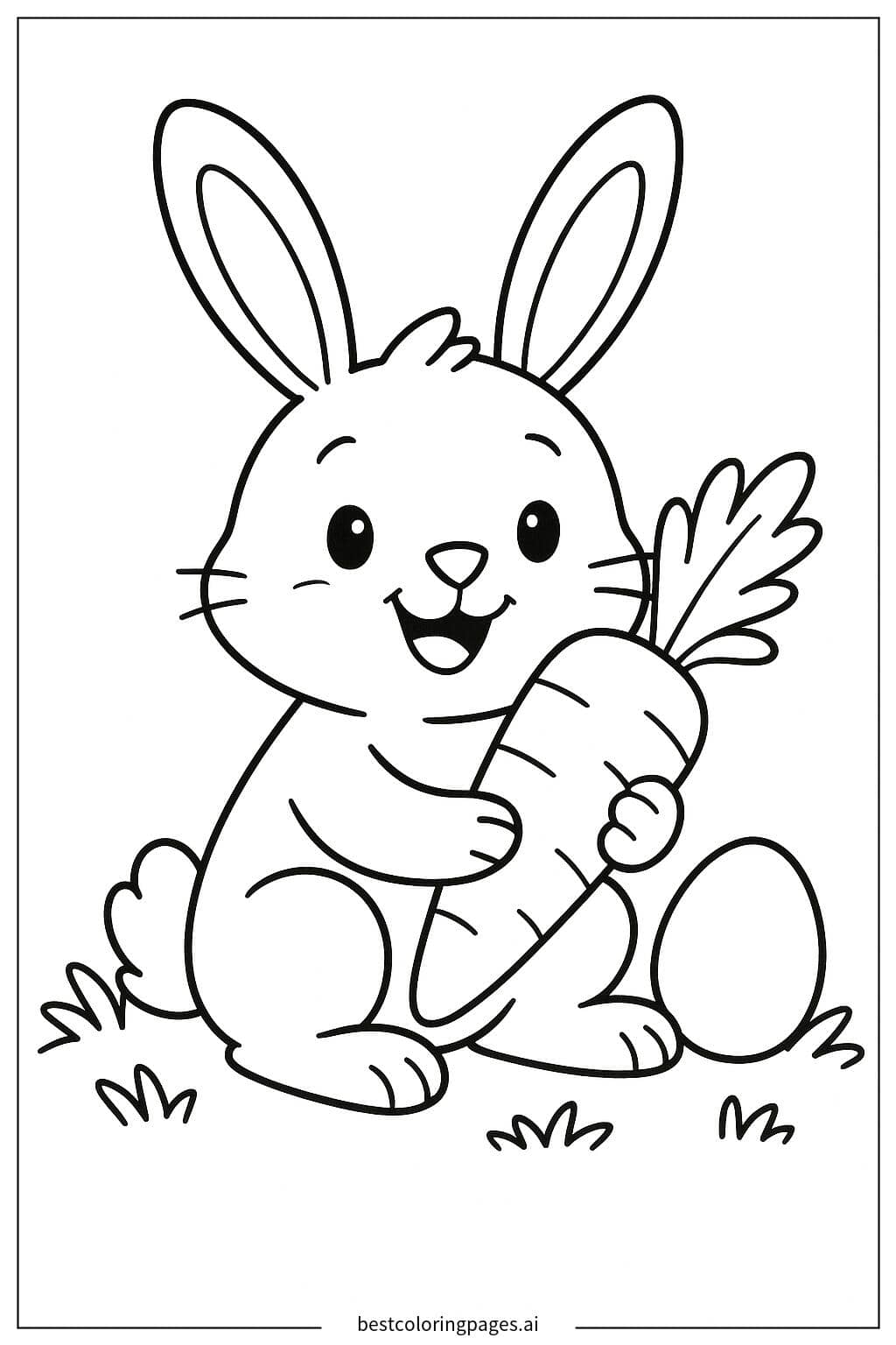 Delightful Easter Bunny with Carrot Coloring Page