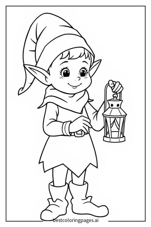 Gambar Mewarnai Peri Memegang Lentera Kecil