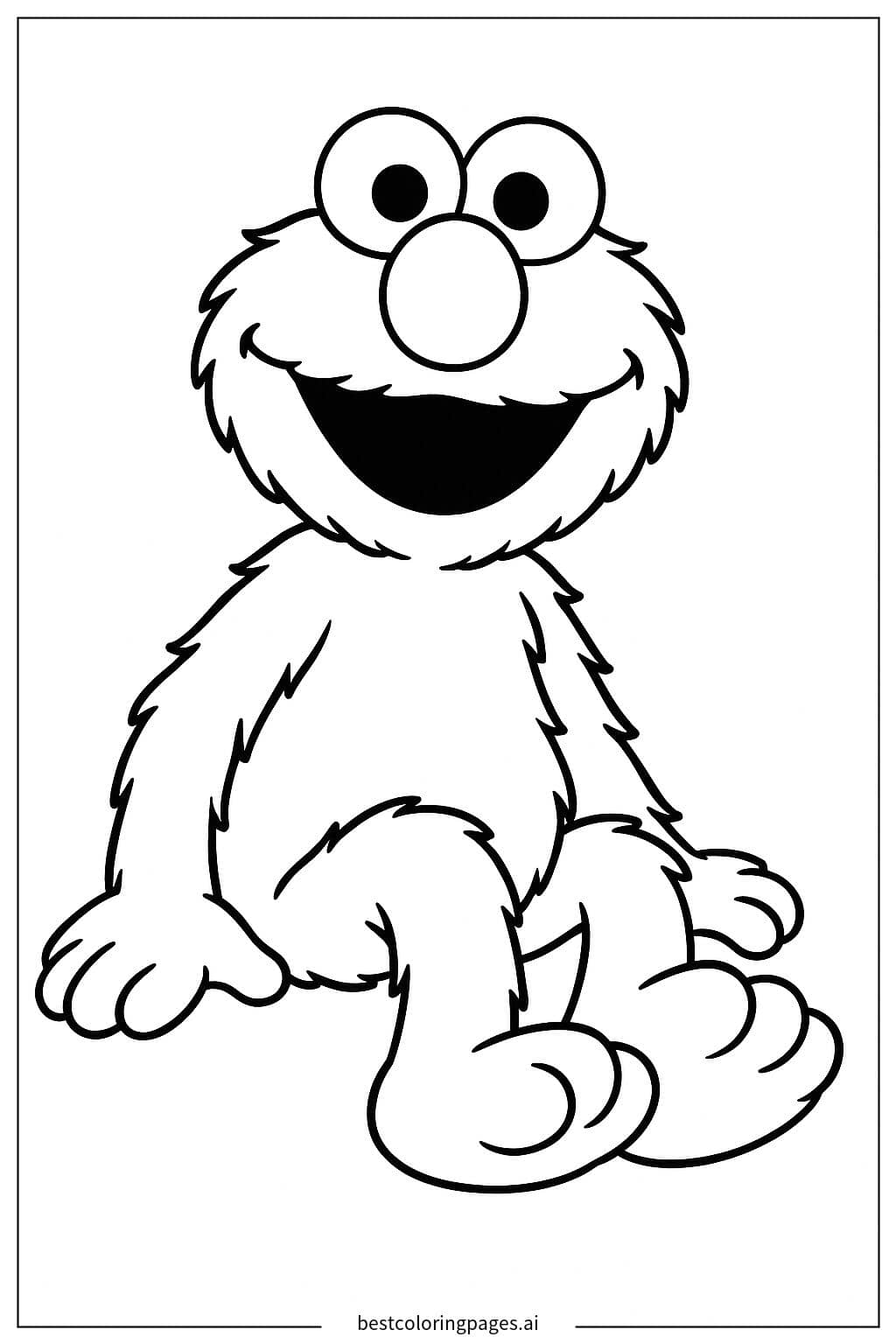 Elmo Sitting Happily Coloring Page