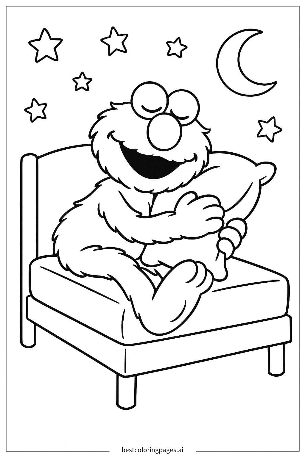 Elmo Sleeping Coloring Page