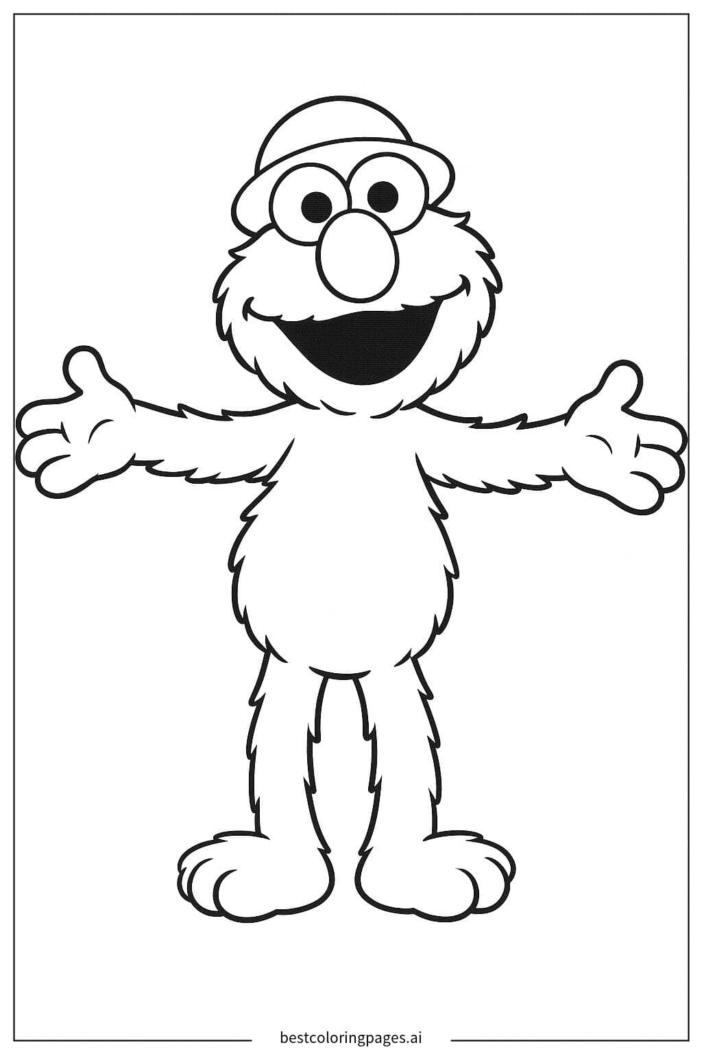 Elmo with a Fun Hat Coloring Page