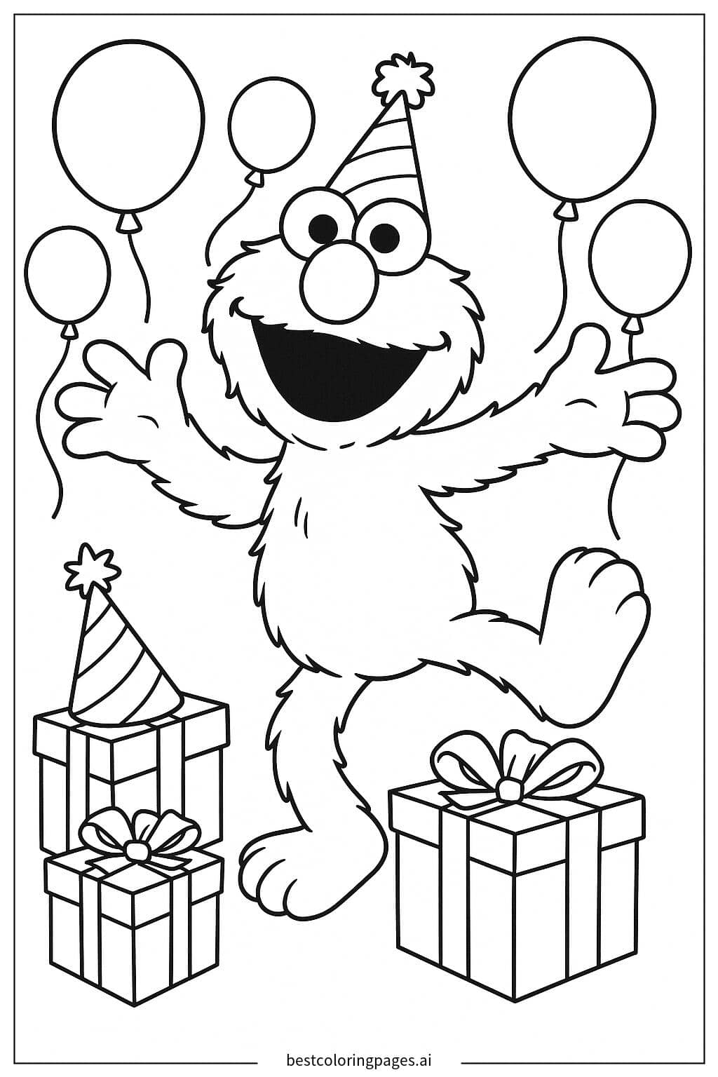 Elmo's Birthday Bash Coloring Page