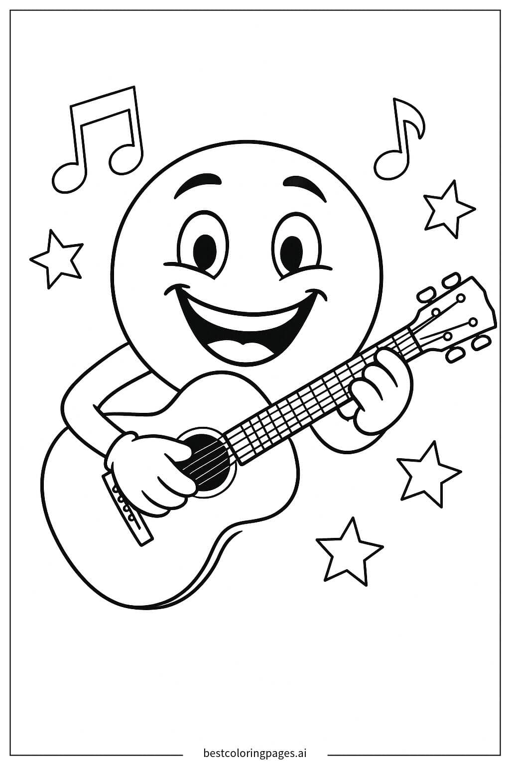 Disegni di Emoji che Suona la Chitarra da Colorare