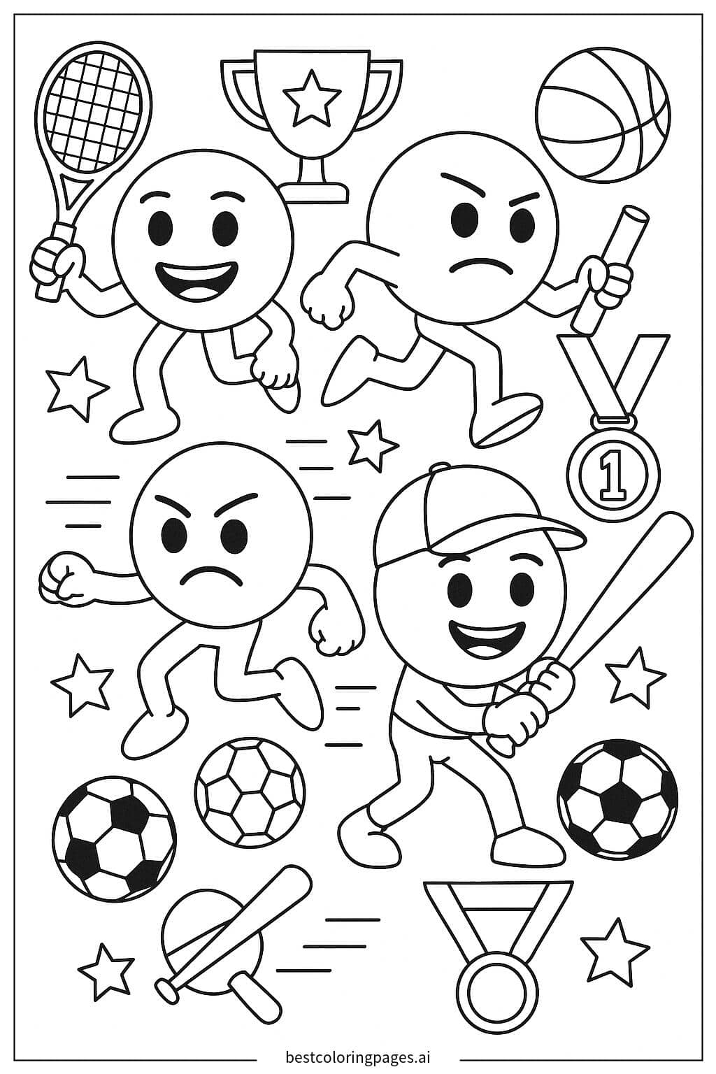Disegni di Competizione Sportiva Emoji da Colorare